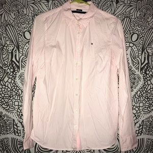 Pink striped Collared Long Sleeve